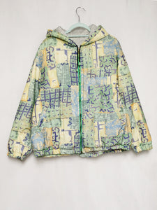 Vintage 90s pastel abstract print sports jacket with a hood