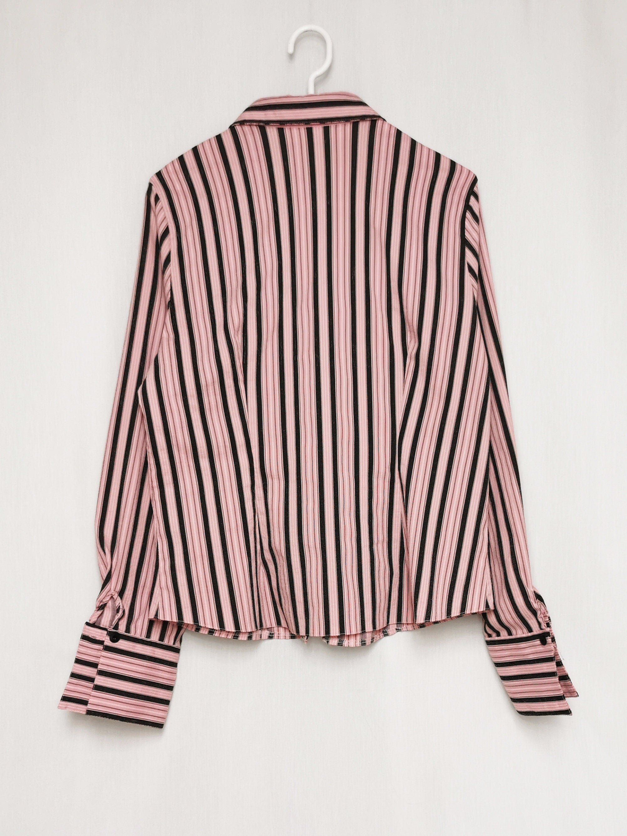 Vintage 90s pink striped formal smart woman shirt