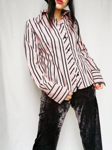 Vintage 90s pink striped formal smart woman shirt