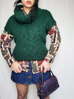 Load image into Gallery viewer, Vintage 90s green knitted high neck vest sleeveless jumper
