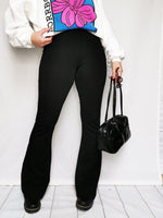 Load image into Gallery viewer, Vintage 90s black jersey casual stretch flare pants
