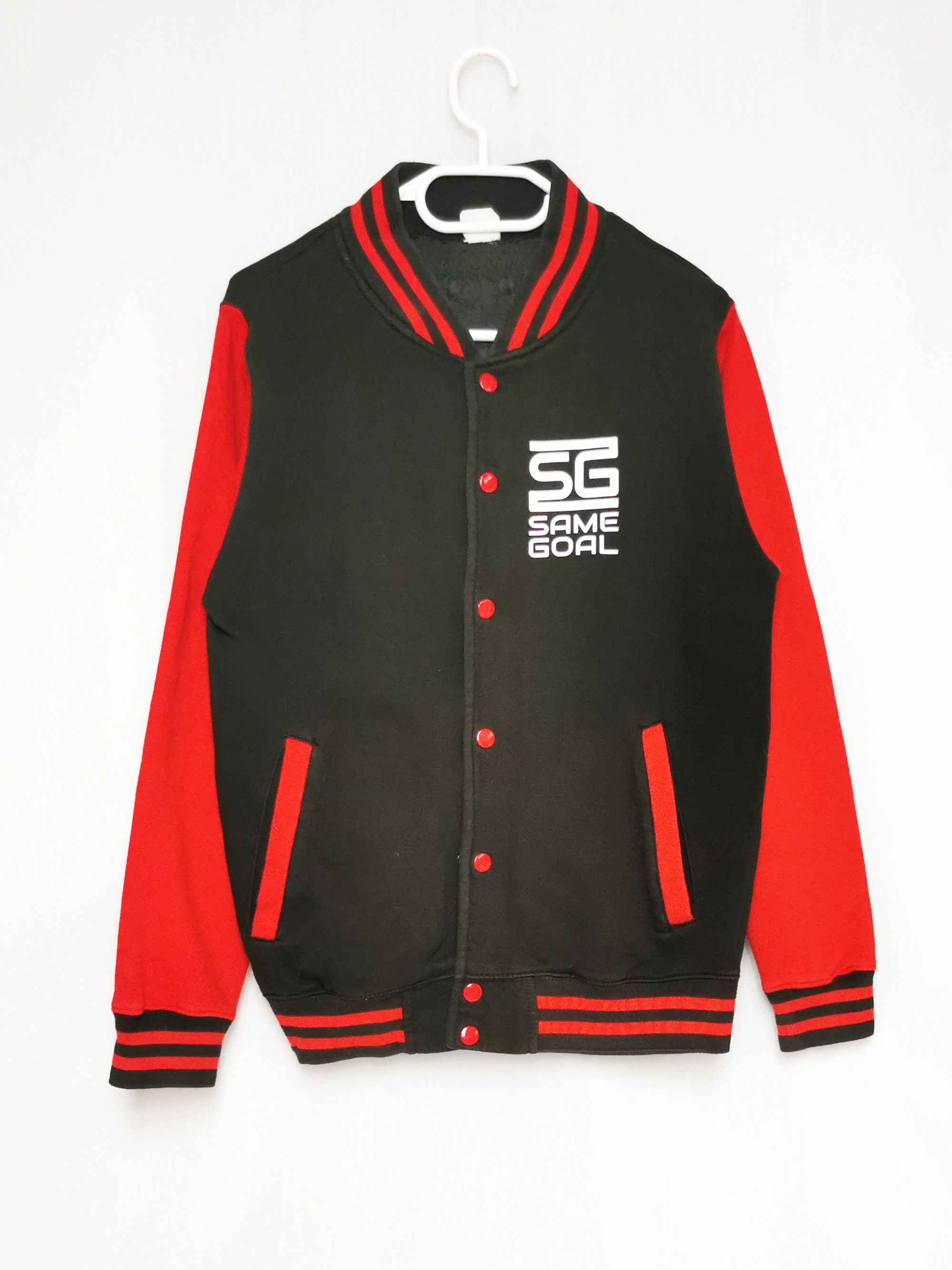 Vintage 90s red & black buttons down varsity sweatshirt