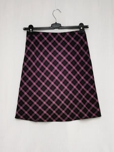 Vintage 90s tartan plaid purple midi A-line skirt