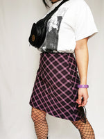 Load image into Gallery viewer, Vintage 90s tartan plaid purple midi A-line skirt
