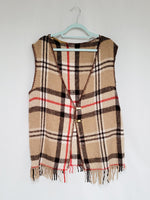 Load image into Gallery viewer, Vintage 70s handmade brown tartan plaid vest gilet top
