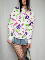 Load image into Gallery viewer, Vintage 90s white abstract print quarter zip sweatshirt
