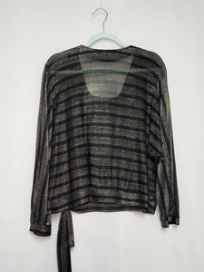 Vintage 90s striped shimmer layered top blouse