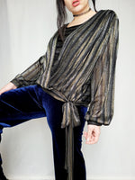 Load image into Gallery viewer, Vintage 90s striped shimmer layered top blouse
