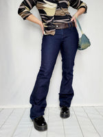 Load image into Gallery viewer, 90s Vintage low waist dark blue flare jeans pants
