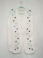 Load image into Gallery viewer, Vintage 80s white handmade embroidered cardigan
