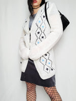 Load image into Gallery viewer, Vintage 80s white handmade embroidered cardigan
