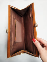 Load image into Gallery viewer, Vintage 80s brown leather reptile print Clutch bag
