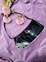 Load image into Gallery viewer, Vintage 90s black glossy mini baguette shoulder bag
