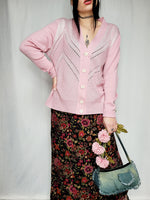 Load image into Gallery viewer, Vintage 90s dusty pink buttons down Preppy cardigan top
