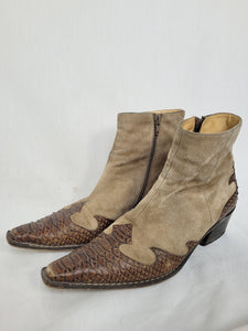 Vintage 90s brown suede Western Cowboy ankle shoes
