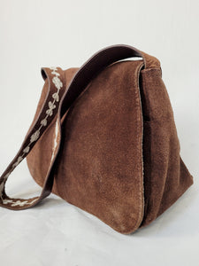 Vintage 90s brown suede Bohemian shoulder bag