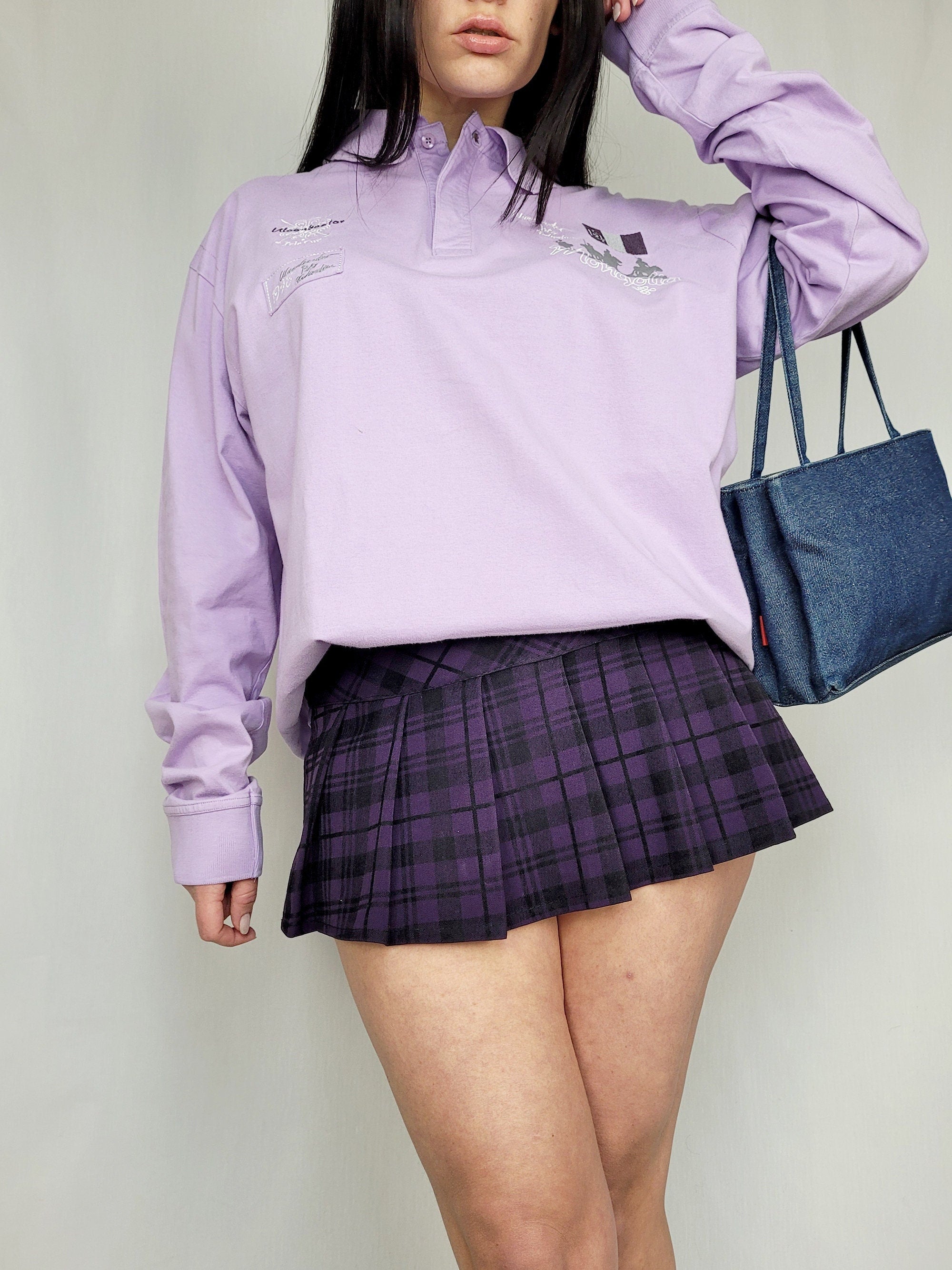 Vintage Y2K 00s lilac purple long sleeve polo jumper top