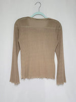 Load image into Gallery viewer, Vintage 90s beige mesh lace flare sleeve top blouse
