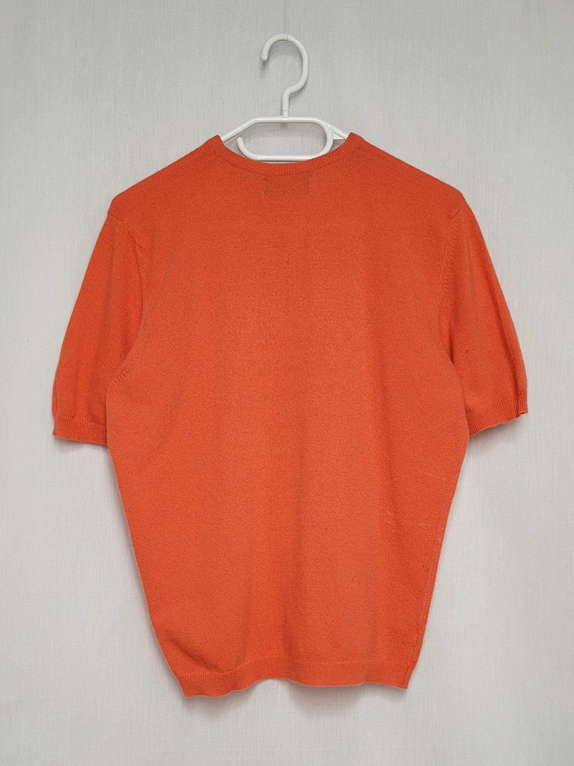 Vintage 90s minimalist cashmere knitted salamander orange crew top