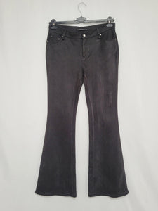 Vintage 90s black faux suede mid waist flare pants