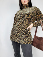 Load image into Gallery viewer, Vintage 80s paisley print brown velveteen long sweatshirt
