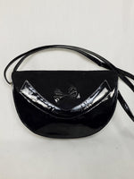 Load image into Gallery viewer, Vintage 80s black glossy mini round cross body bag
