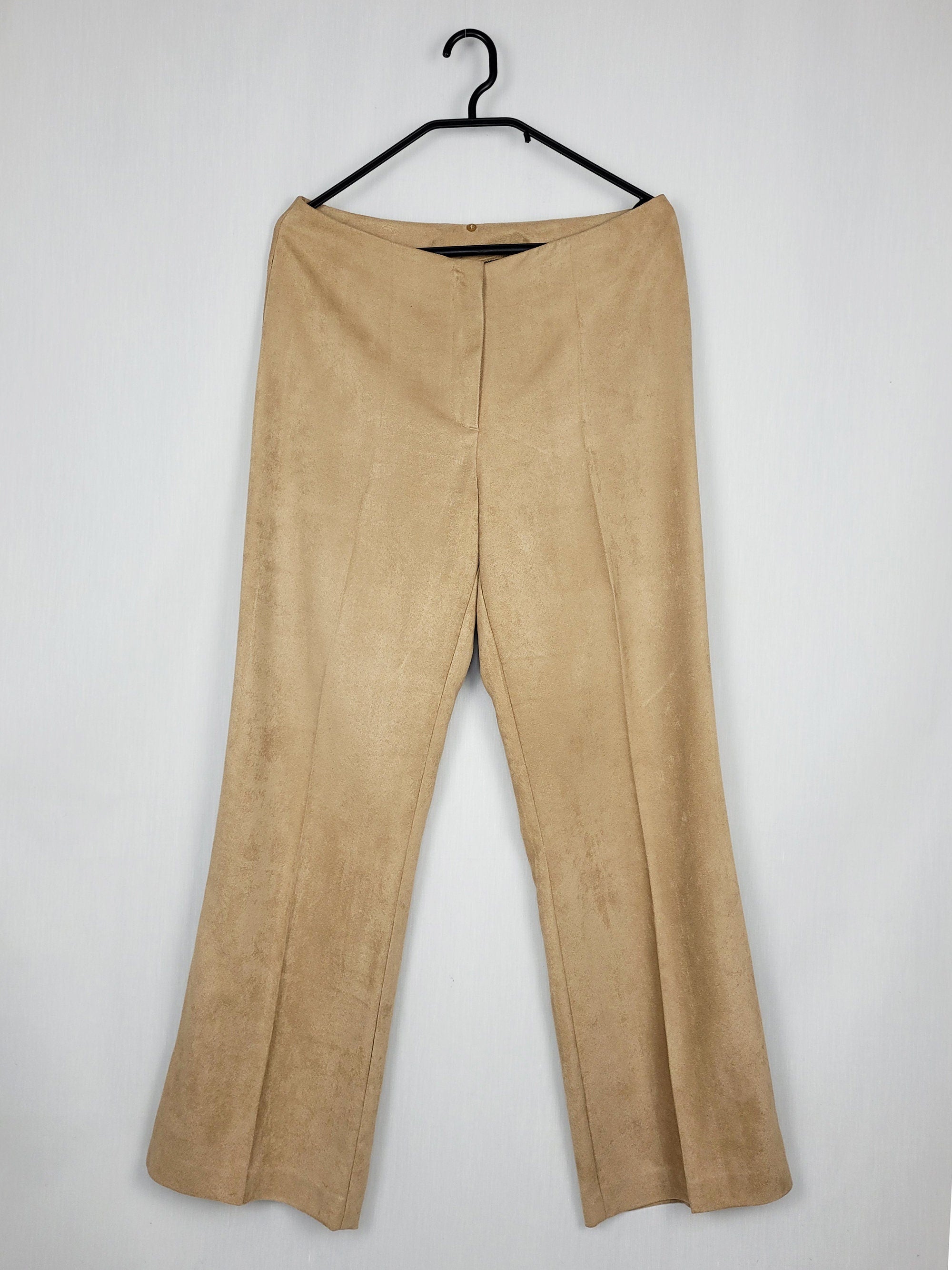Vintage 90s camel brown faux suede smart straight pants