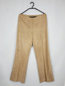 Vintage 90s camel brown faux suede smart straight pants