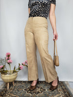 Load image into Gallery viewer, Vintage 90s camel brown faux suede smart straight pants
