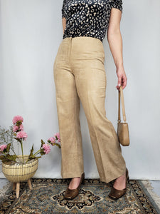 Vintage 90s camel brown faux suede smart straight pants