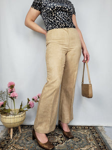 Vintage 90s camel brown faux suede smart straight pants