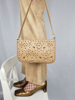 Load image into Gallery viewer, Vintage 90s brown laser cut small shoulder bag
