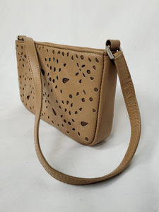 Vintage 90s brown laser cut small shoulder bag