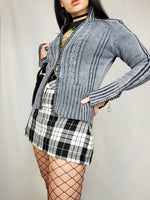 Load image into Gallery viewer, Vintage 90s blue washed-out grunge zipped jumper cardigan
