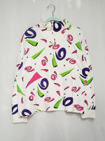 Load image into Gallery viewer, Vintage 90s white abstract print quarter zip sweatshirt
