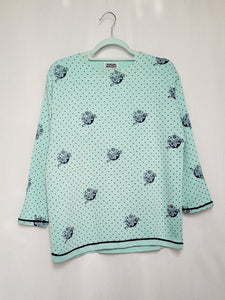 Vintage 90s baby blue polka dot roses print sweatshirt
