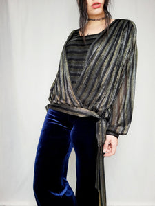 Vintage 90s striped shimmer layered top blouse