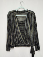 Load image into Gallery viewer, Vintage 90s striped shimmer layered top blouse
