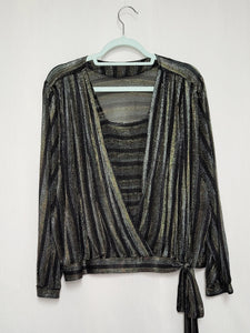 Vintage 90s striped shimmer layered top blouse