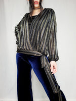 Load image into Gallery viewer, Vintage 90s striped shimmer layered top blouse
