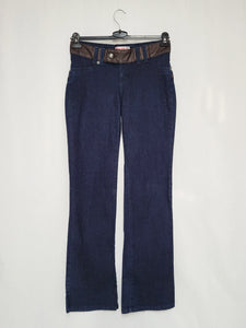 90s Vintage low waist dark blue flare jeans pants