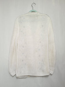 Vintage 80s white handmade embroidered cardigan