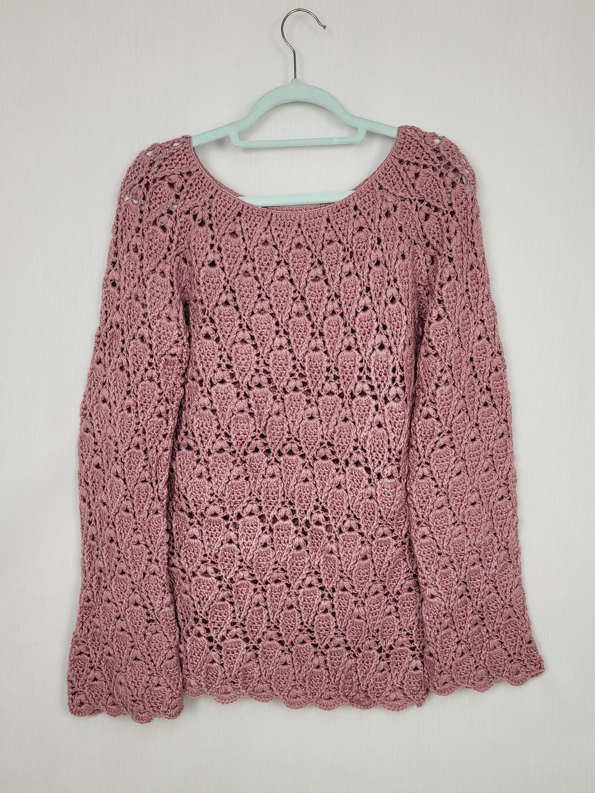 Vintage 90s handmade minimalist crochet pink jumper