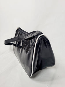 Vintage 90s black glossy mini baguette shoulder bag