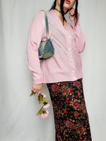 Load image into Gallery viewer, Vintage 90s dusty pink buttons down Preppy cardigan top
