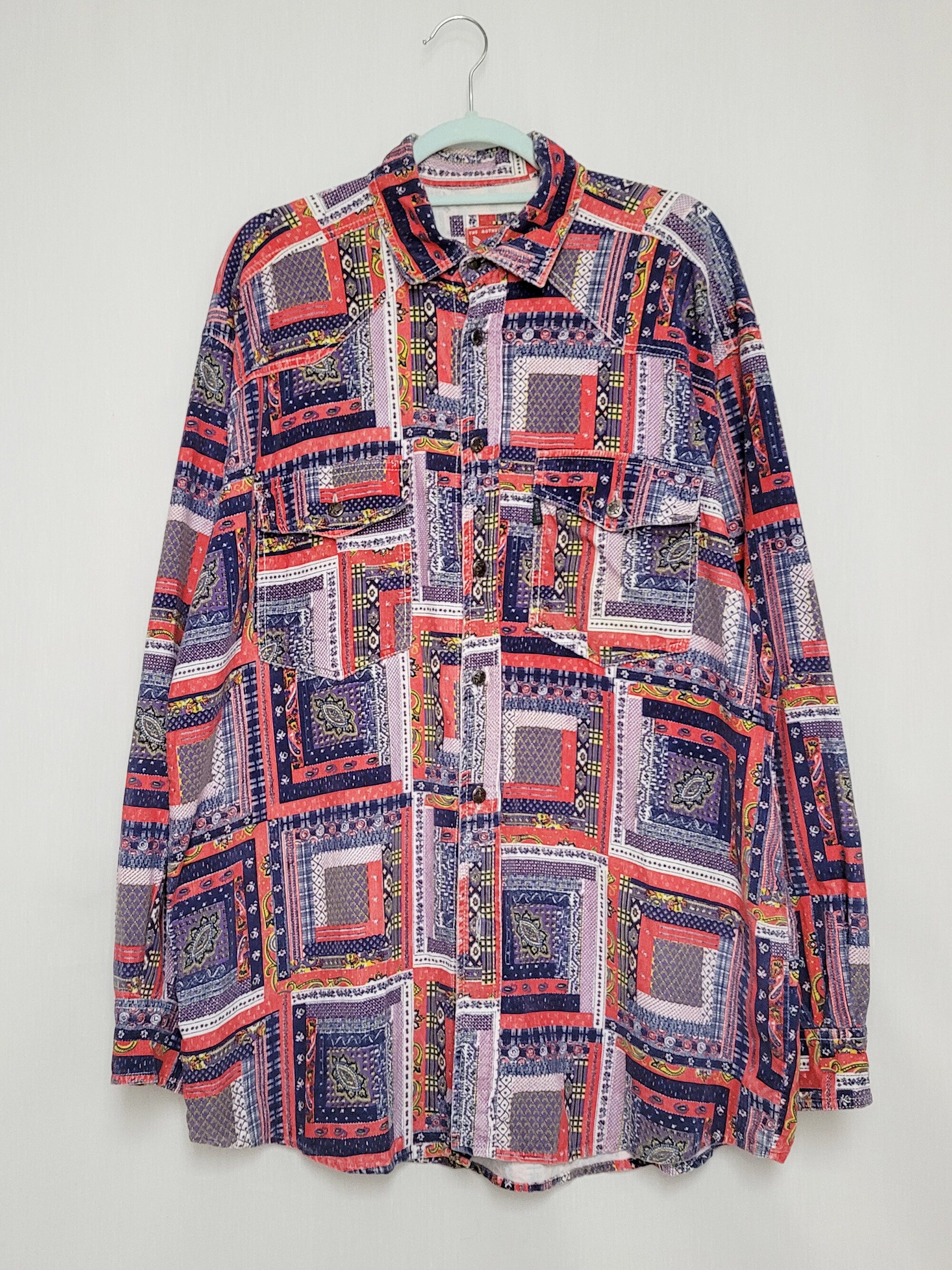 Vintage 90s menswear abstract colorful unisex oversize shirt