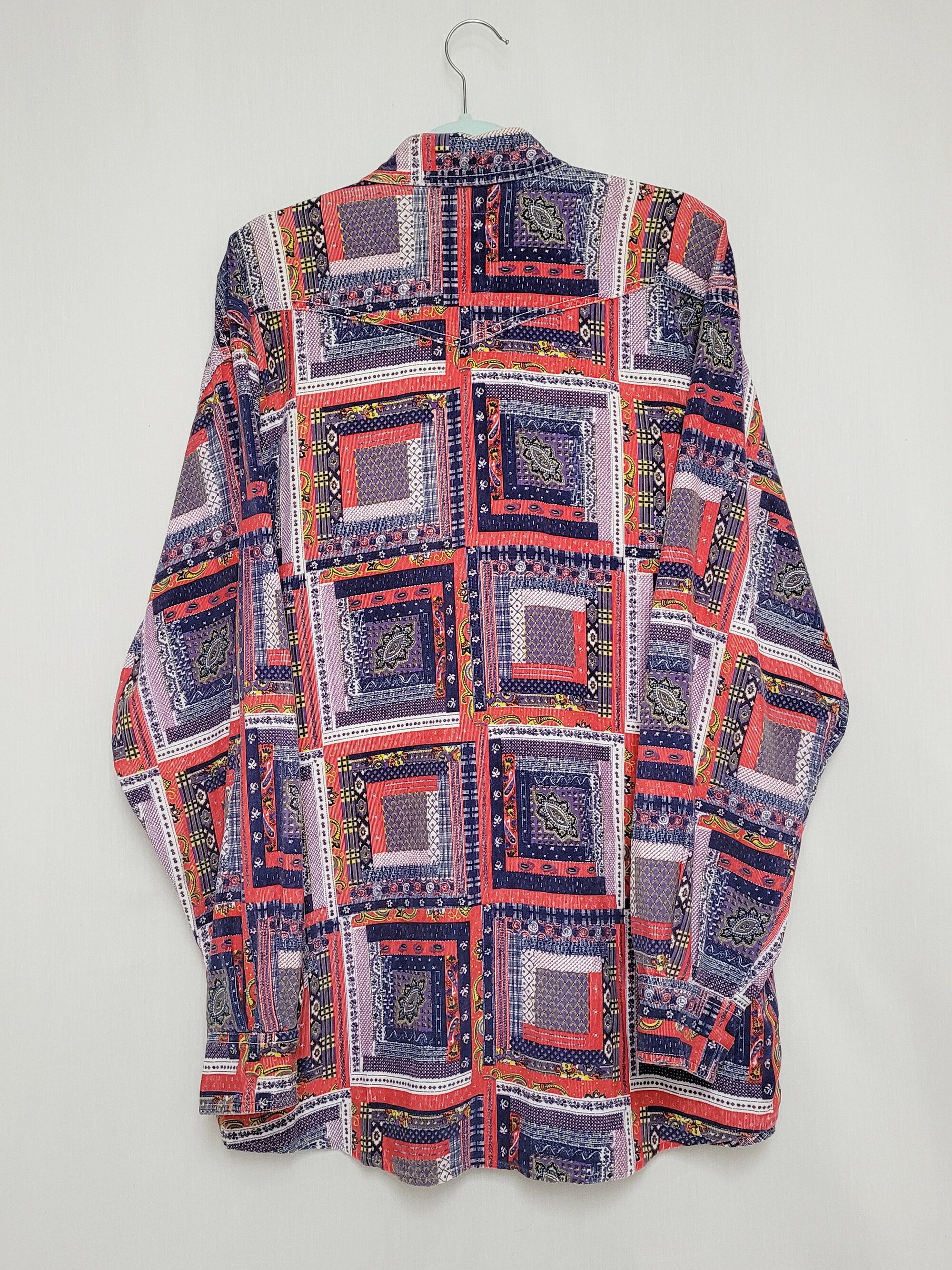 Vintage 90s menswear abstract colorful unisex oversize shirt