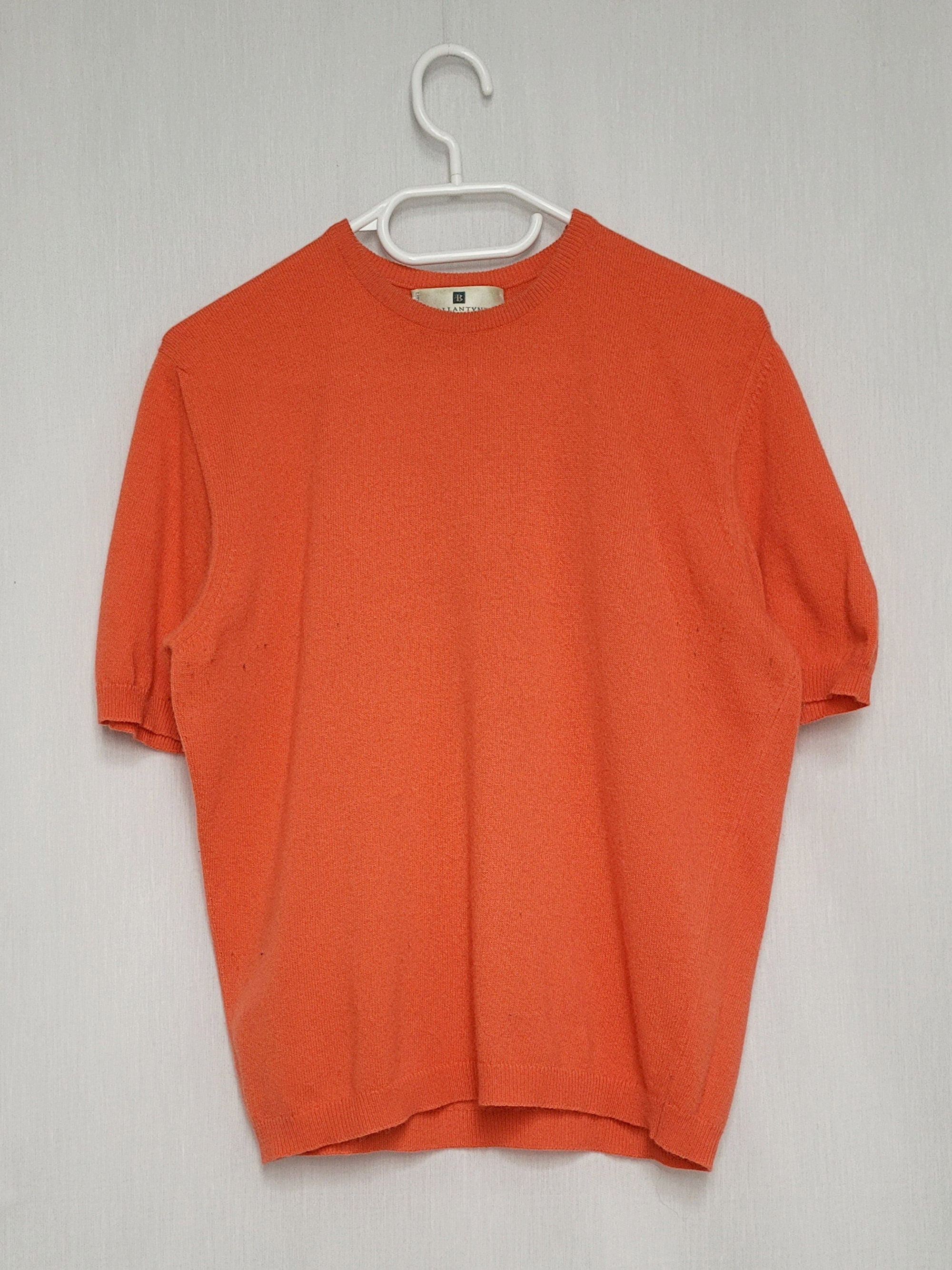 Vintage 90s minimalist cashmere knitted salamander orange crew top