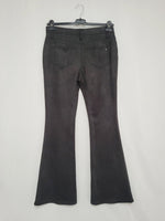 Load image into Gallery viewer, Vintage 90s black faux suede mid waist flare pants
