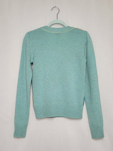 Vintage 90s ESPRIT woolen pastel blue argyle print jumper